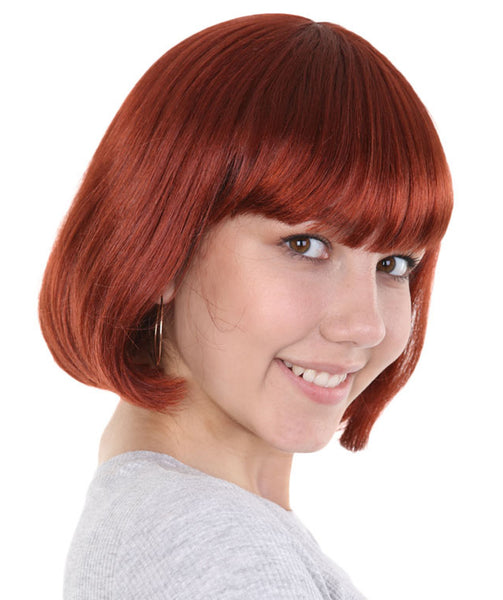 Adult Women's Brown Short Bob Wig | Perfect For Halloween | Flame-Retardant Synthetic Fiber | Breathable Capless Cap