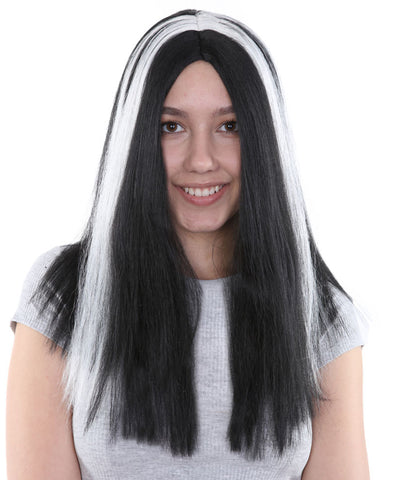 Medium Vampires Women's Wig | Thick Black & White