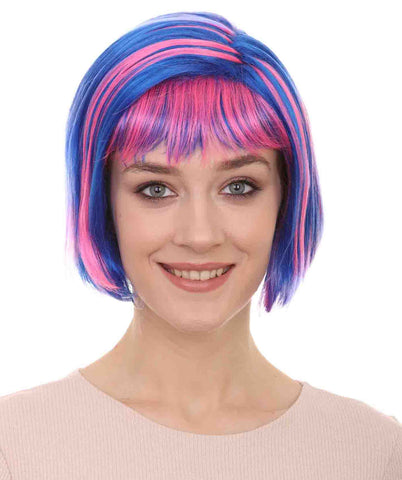 Mary Thurman Wig | Blue and Pink Shinning Bob Wigs |
