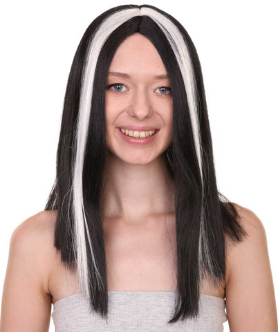 Short Vampiress Style Wig | Two-toned Black & White Wig |