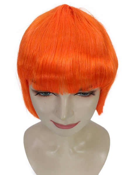 Adult Women's Orange Short Bob Wig with Bangs | Perfect for Cosplay | Flame-retardant Synthetic Fiber