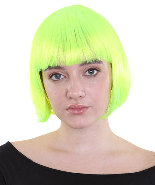 Classic Flapper Womens Wig | Short Green Wig | Premium Breathable Capless Cap