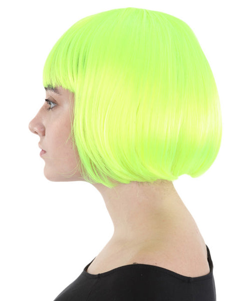 Classic Flapper Womens Wig | Short Green Wig | Premium Breathable Capless Cap