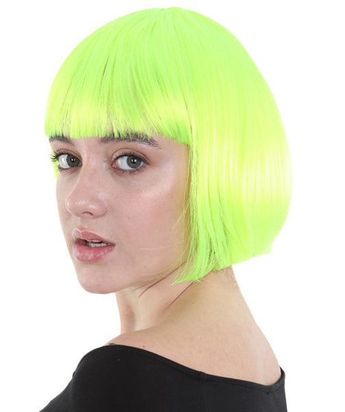 Classic Flapper Womens Wig | Short Green Wig | Premium Breathable Capless Cap