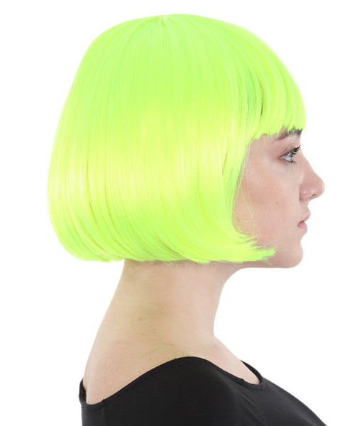 Classic Flapper Womens Wig | Short Green Wig | Premium Breathable Capless Cap