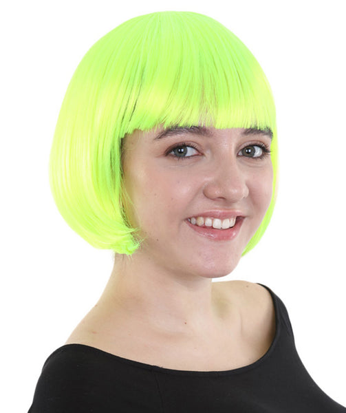 Classic Flapper Womens Wig | Short Green Wig | Premium Breathable Capless Cap