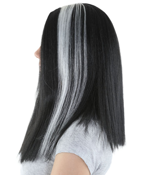 Medium Vampires Women's Wig | Thick Black & White