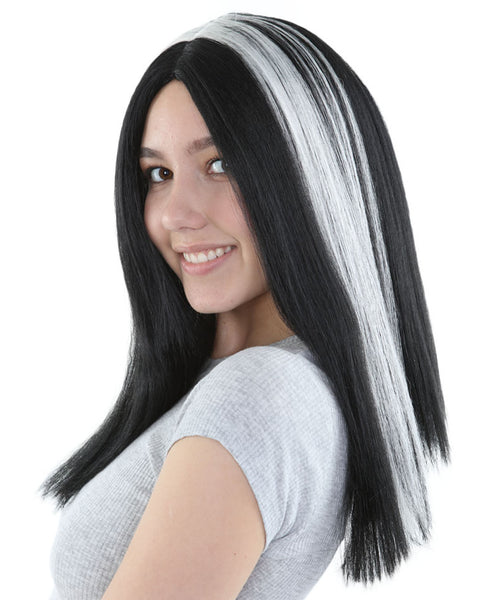 Medium Vampires Women's Wig | Thick Black & White