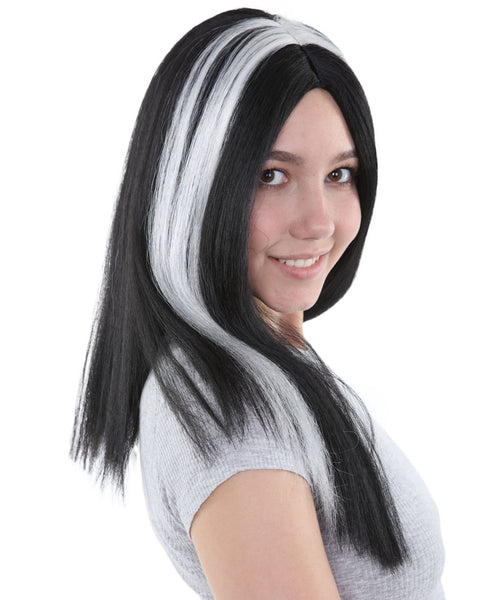 Medium Vampires Women's Wig | Thick Black & White