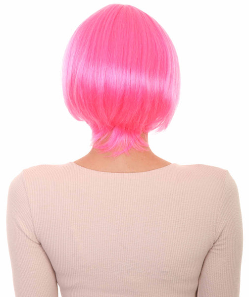 Neon Pink Bob Womens Wig | Party Ready Fancy Cosplay Halloween Wig | Premium Breathable Capless Cap