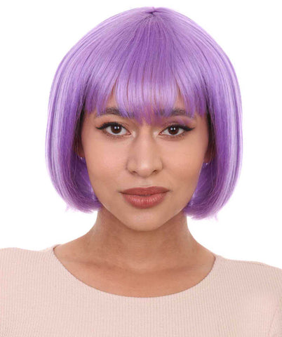 Womens Purple Witch Bob Wig | Party Ready Fancy Cosplay Halloween Wig | Premium Breathable Capless Cap