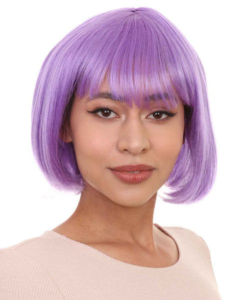 Womens Purple Witch Bob Wig | Party Ready Fancy Cosplay Halloween Wig | Premium Breathable Capless Cap