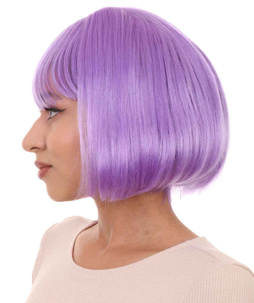 Womens Purple Witch Bob Wig | Party Ready Fancy Cosplay Halloween Wig | Premium Breathable Capless Cap