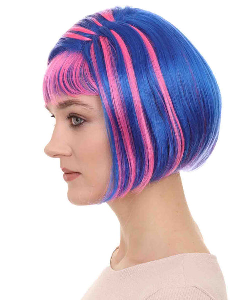 Mary Thurman Wig | Blue and Pink Shinning Bob Wigs |