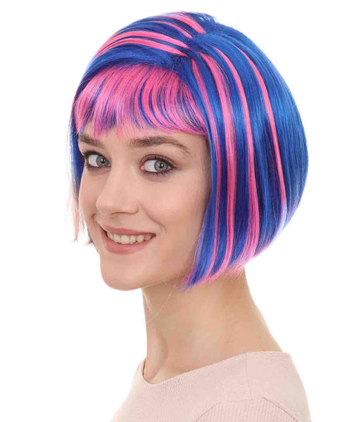 Mary Thurman Wig | Blue and Pink Shinning Bob Wigs |