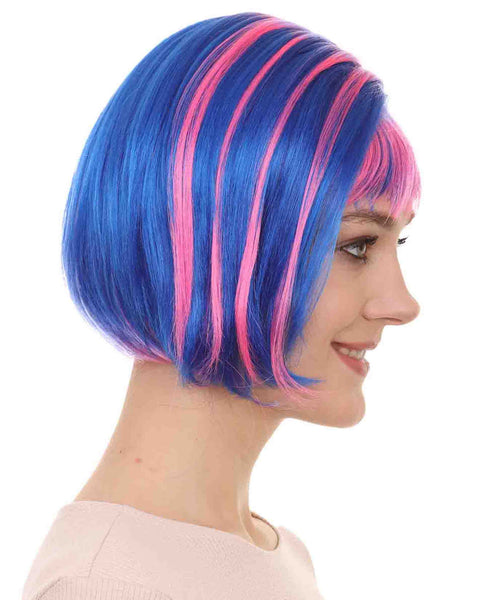 Mary Thurman Wig | Blue and Pink Shinning Bob Wigs |