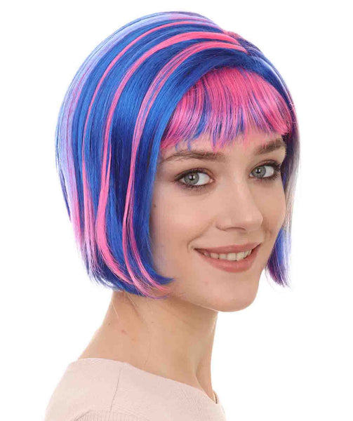 Mary Thurman Wig | Blue and Pink Shinning Bob Wigs |