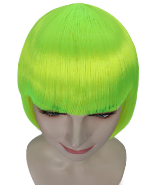 Classic Flapper Womens Wig | Short Green Wig | Premium Breathable Capless Cap