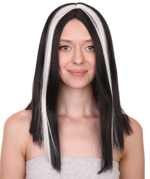 Short Vampiress Style Wig | Two-toned Black & White Wig |