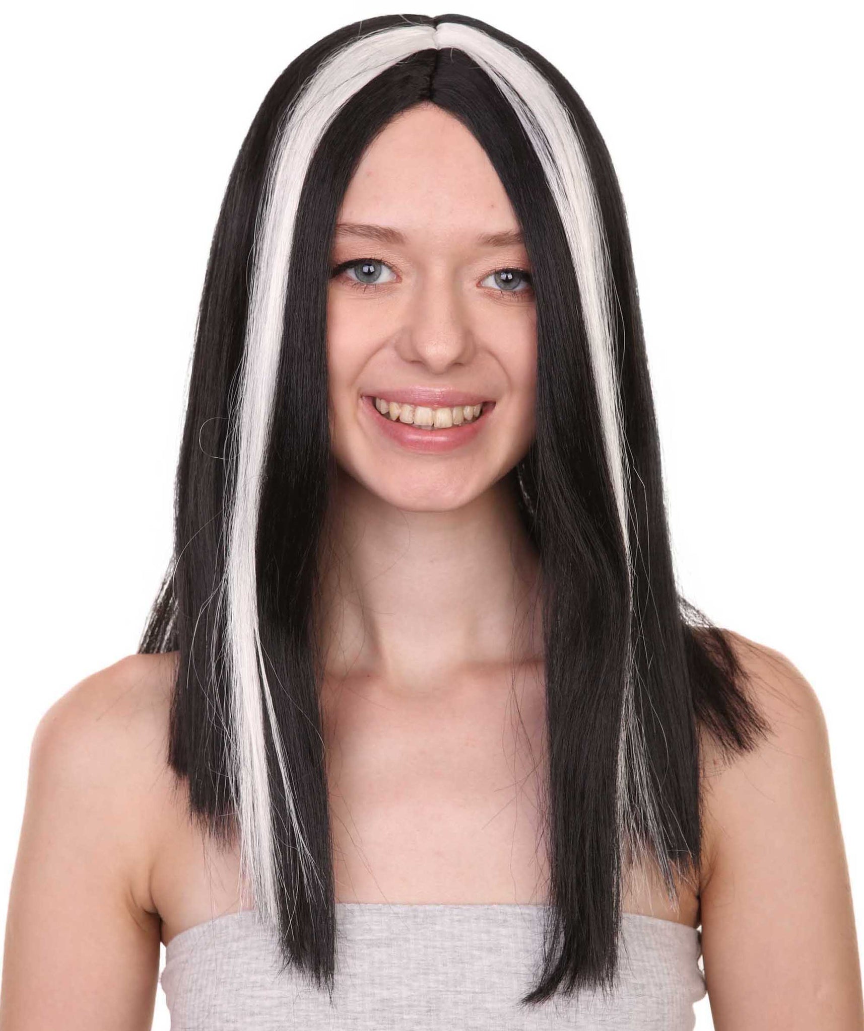 Short Vampiress Style Wig | Two-toned Black & White Wig |