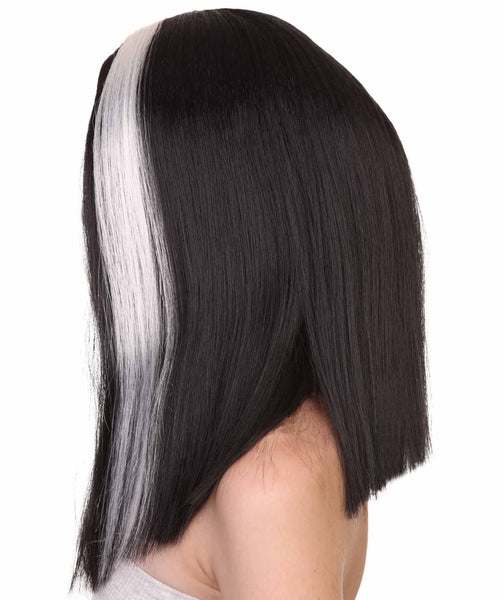 Short Vampiress Style Wig | Two-toned Black & White Wig |