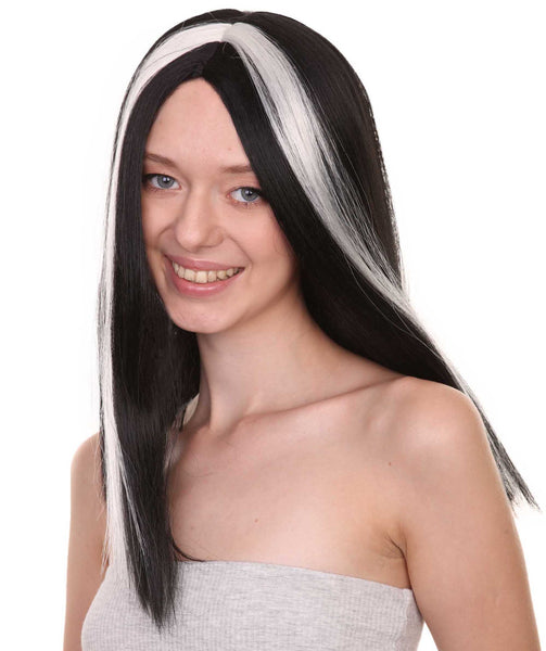 Short Vampiress Style Wig | Two-toned Black & White Wig |