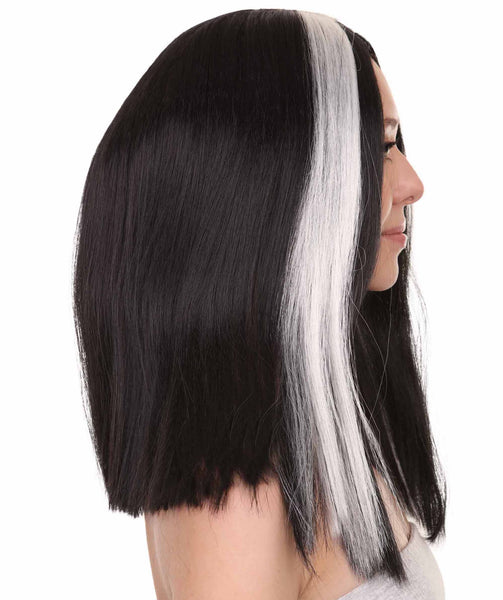 Short Vampiress Style Wig | Two-toned Black & White Wig |