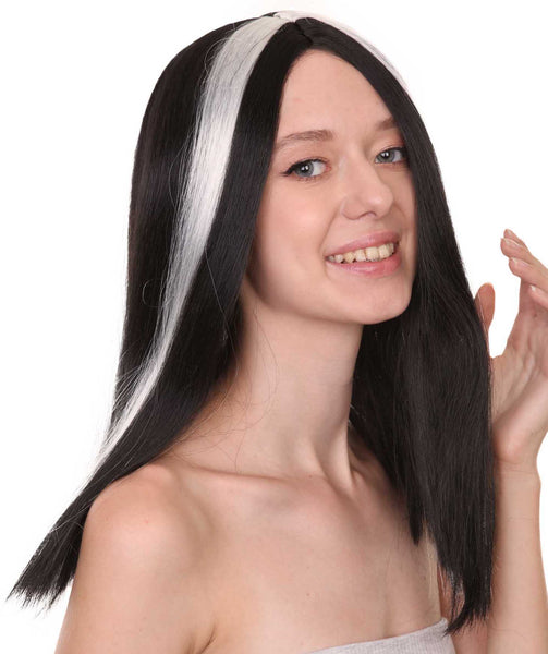 Short Vampiress Style Wig | Two-toned Black & White Wig |