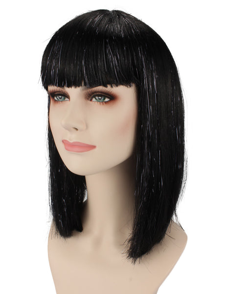 Adult Women's Black Straight Medium Bob Wig with Bangs | Perfect for Cosplay |