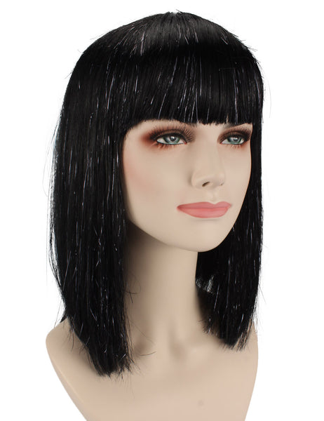 Adult Women's Black Straight Medium Bob Wig with Bangs | Perfect for Cosplay |