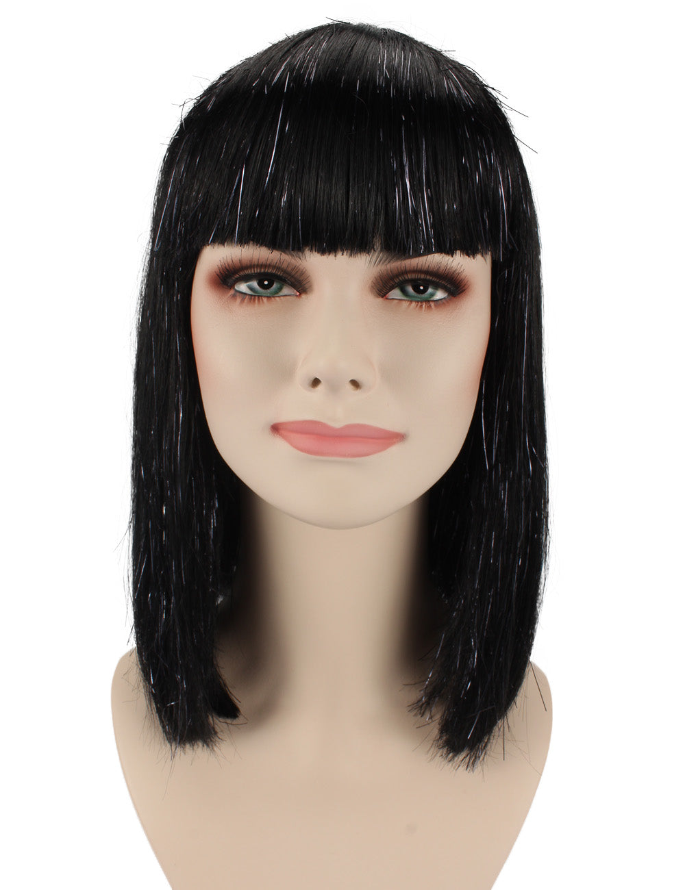 Adult Women's Black Straight Medium Bob Wig with Bangs | Perfect for Cosplay |