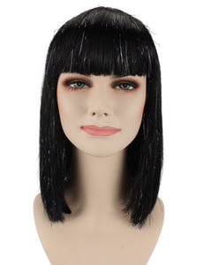 Adult Women's Black Straight Medium Bob Wig with Bangs | Perfect for Cosplay |