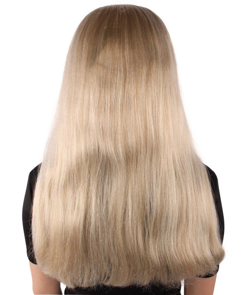 Adult Women's Long Blonde Wig with Bangs, Perfect for Cosplay, Flame-retardant Synthetic Fiber