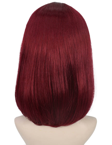 Adult Women's Burgundy Straight Short Bob Wig with Bangs | Perfect for Cosplay | Flame-retardant Synthetic Fiber
