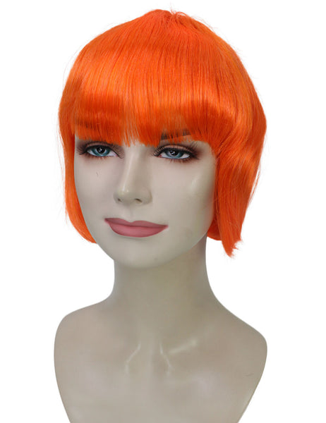 Adult Women's Orange Short Bob Wig with Bangs | Perfect for Cosplay | Flame-retardant Synthetic Fiber