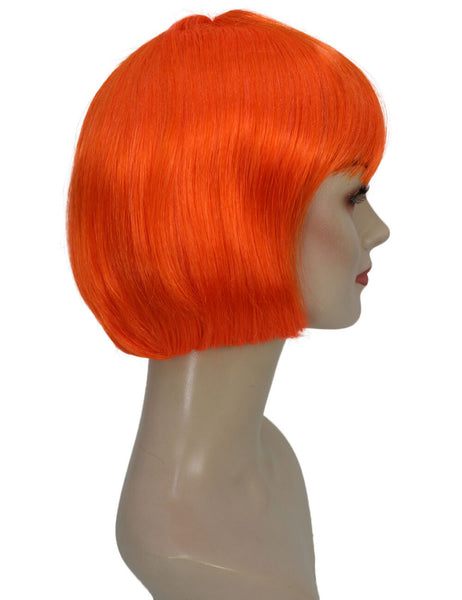 Adult Women's Orange Short Bob Wig with Bangs | Perfect for Cosplay | Flame-retardant Synthetic Fiber