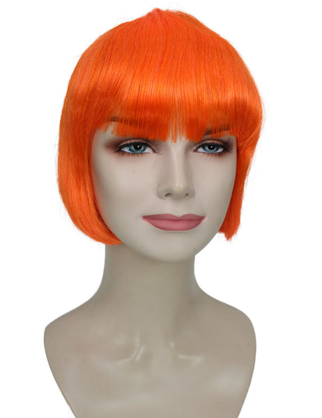 Adult Women's Orange Short Bob Wig with Bangs | Perfect for Cosplay | Flame-retardant Synthetic Fiber